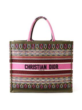 Dior Tote Bag Botanical Pattern Book Large Canvas
